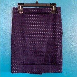 J Crew Factory Pencil Skirt size 2 Blue with pink polka dots